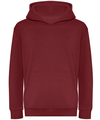 Tryck din logga på Hoodies från AWDis Just Hoods - Anpassa AWDis Just Hoods - Ekologisk Hoodie för Barn i färgen Burgundy för företag, föreningar och privatpersoner
