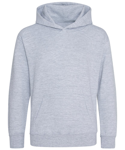 Tryck din logga på Hoodies från AWDis Just Hoods - Anpassa AWDis Just Hoods - Ekologisk Hoodie för Barn i färgen Ljunggrå för företag, föreningar och privatpersoner