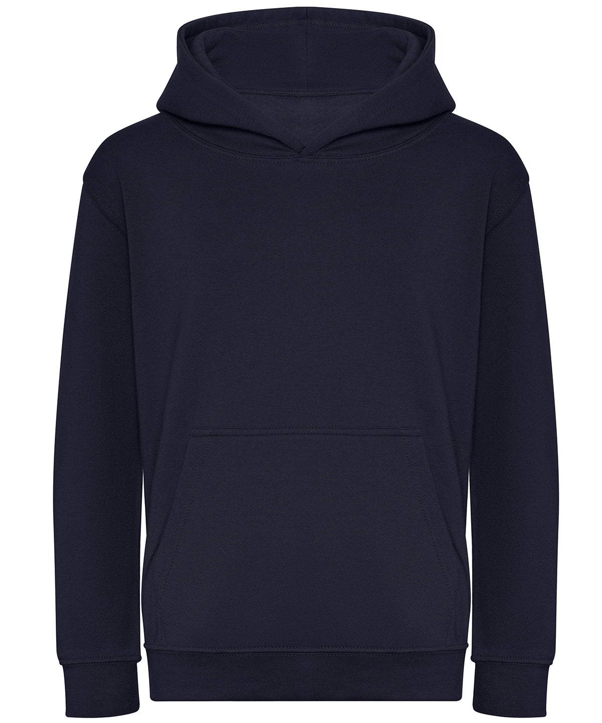 Tryck din logga på Hoodies från AWDis Just Hoods - Anpassa AWDis Just Hoods - Ekologisk Hoodie för Barn i färgen Marinblå för företag, föreningar och privatpersoner