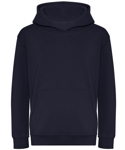 Tryck din logga på Hoodies från AWDis Just Hoods - Anpassa AWDis Just Hoods - Ekologisk Hoodie för Barn i färgen Marinblå för företag, föreningar och privatpersoner