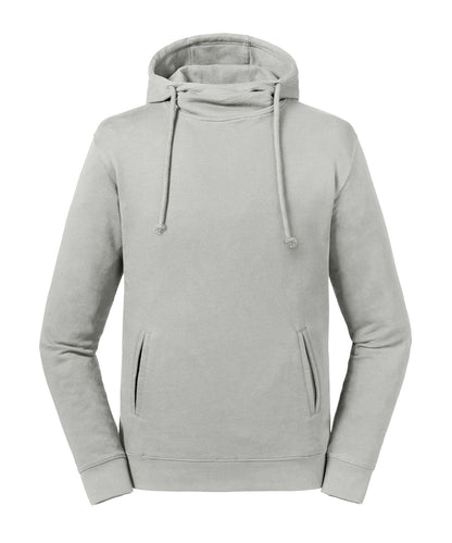 Tryck din logga på Hoodies från Russell Europe - Anpassa Russell Europe - Ren Ekologisk Hoodie med Hög Krage och Huva i färgen Ljusgrå för företag, föreningar och privatpersoner