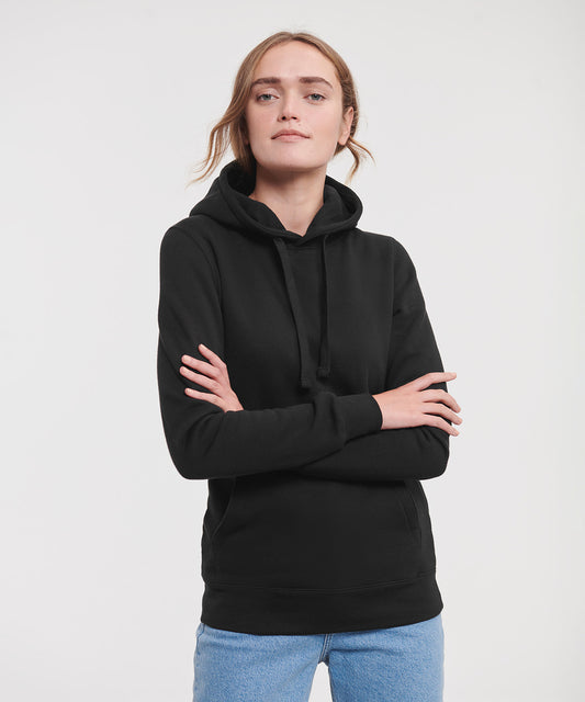 Tryck din logga på Hoodies från Russell Europe - Anpassa Russell Europe - Äkta Hoodie med Huva för Damer i färgen för företag, föreningar och privatpersoner