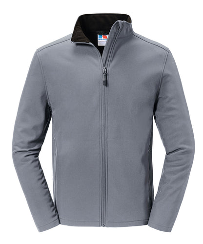 Tryck din logga på Softshelljackor från Russell Europe - Anpassa Essential softshell-jacka i färgen Mörkgrå för företag, föreningar och privatpersoner