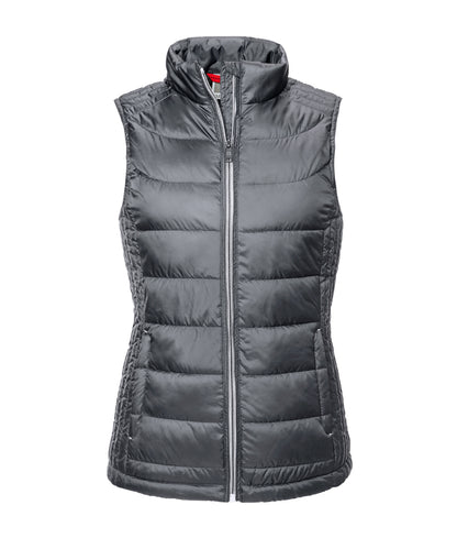 Tryck din logga på Termovästar från Russell Europe - Anpassa Nano bodywarmer för damer i färgen Mörkgrå för företag, föreningar och privatpersoner