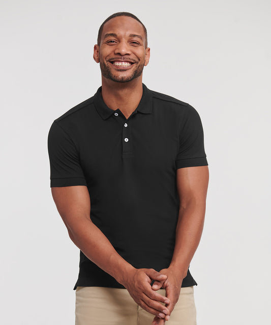 Tryck din logga på Piké från Russell Europe - Anpassa Tailored Stretch Polo i färgen för företag, föreningar och privatpersoner