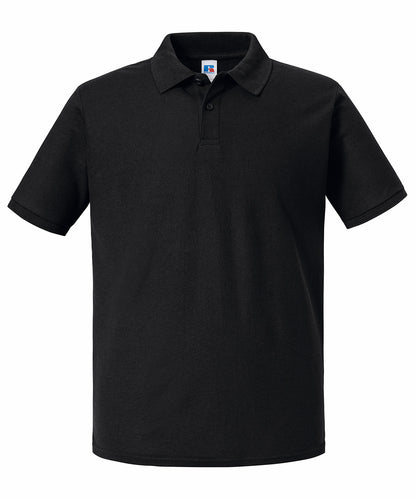 Tryck din logga på Piké från Russell Europe - Anpassa Authentic Eco Polo i färgen Svart för företag, föreningar och privatpersoner