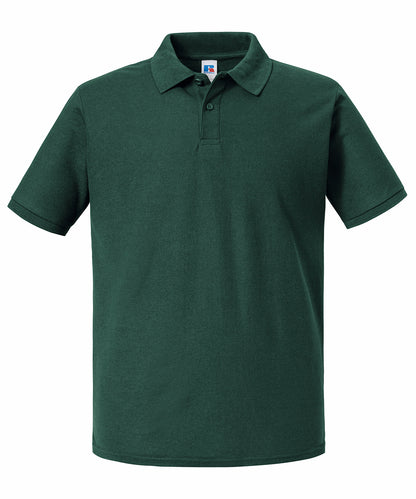 Tryck din logga på Piké från Russell Europe - Anpassa Authentic Eco Polo i färgen Djup grön för företag, föreningar och privatpersoner