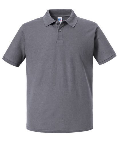 Tryck din logga på Piké från Russell Europe - Anpassa Authentic Eco Polo i färgen Mörkgrå för företag, föreningar och privatpersoner