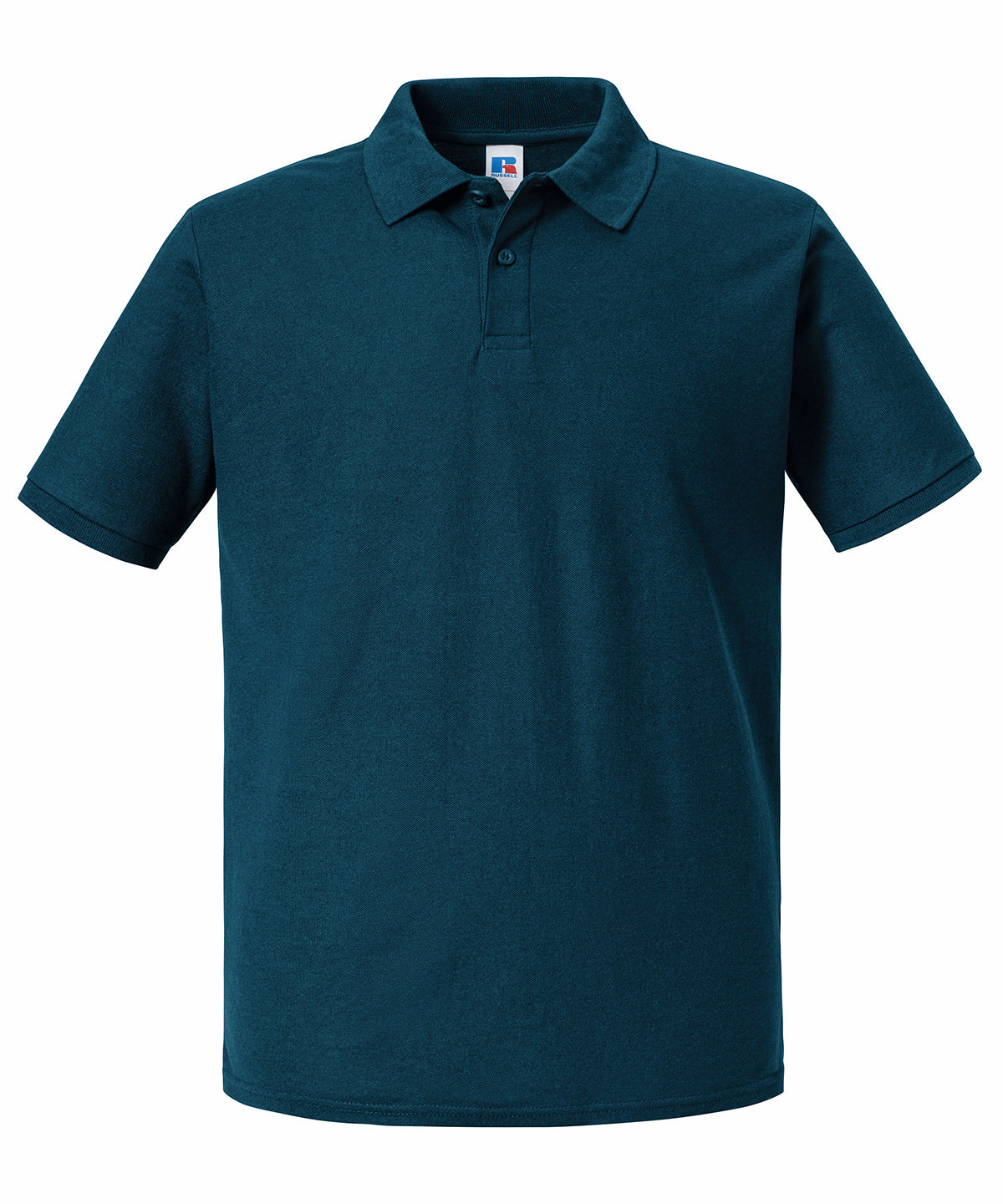 Tryck din logga på Piké från Russell Europe - Anpassa Authentic Eco Polo i färgen Mellanblå för företag, föreningar och privatpersoner
