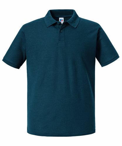 Tryck din logga på Piké från Russell Europe - Anpassa Authentic Eco Polo i färgen Mellanblå för företag, föreningar och privatpersoner