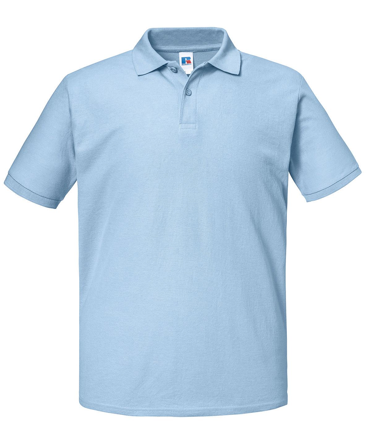 Tryck din logga på Piké från Russell Europe - Anpassa Authentic Eco Polo i färgen Himmelblå för företag, föreningar och privatpersoner