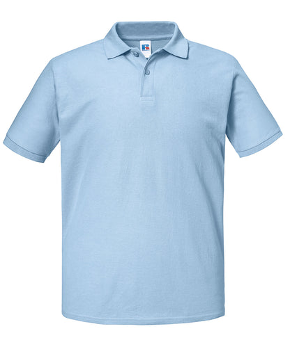 Tryck din logga på Piké från Russell Europe - Anpassa Authentic Eco Polo i färgen Himmelblå för företag, föreningar och privatpersoner