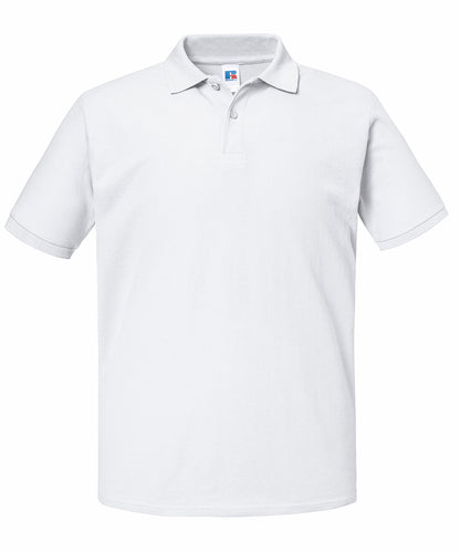 Tryck din logga på Piké från Russell Europe - Anpassa Authentic Eco Polo i färgen Vit för företag, föreningar och privatpersoner