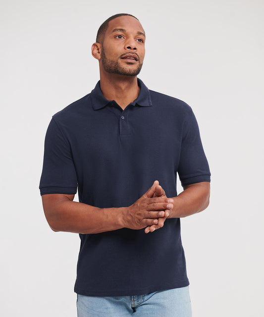 Tryck din logga på Piké från Russell Europe - Anpassa Hardwear Polo – Den oförstörbara allround-pikén i färgen för företag, föreningar och privatpersoner