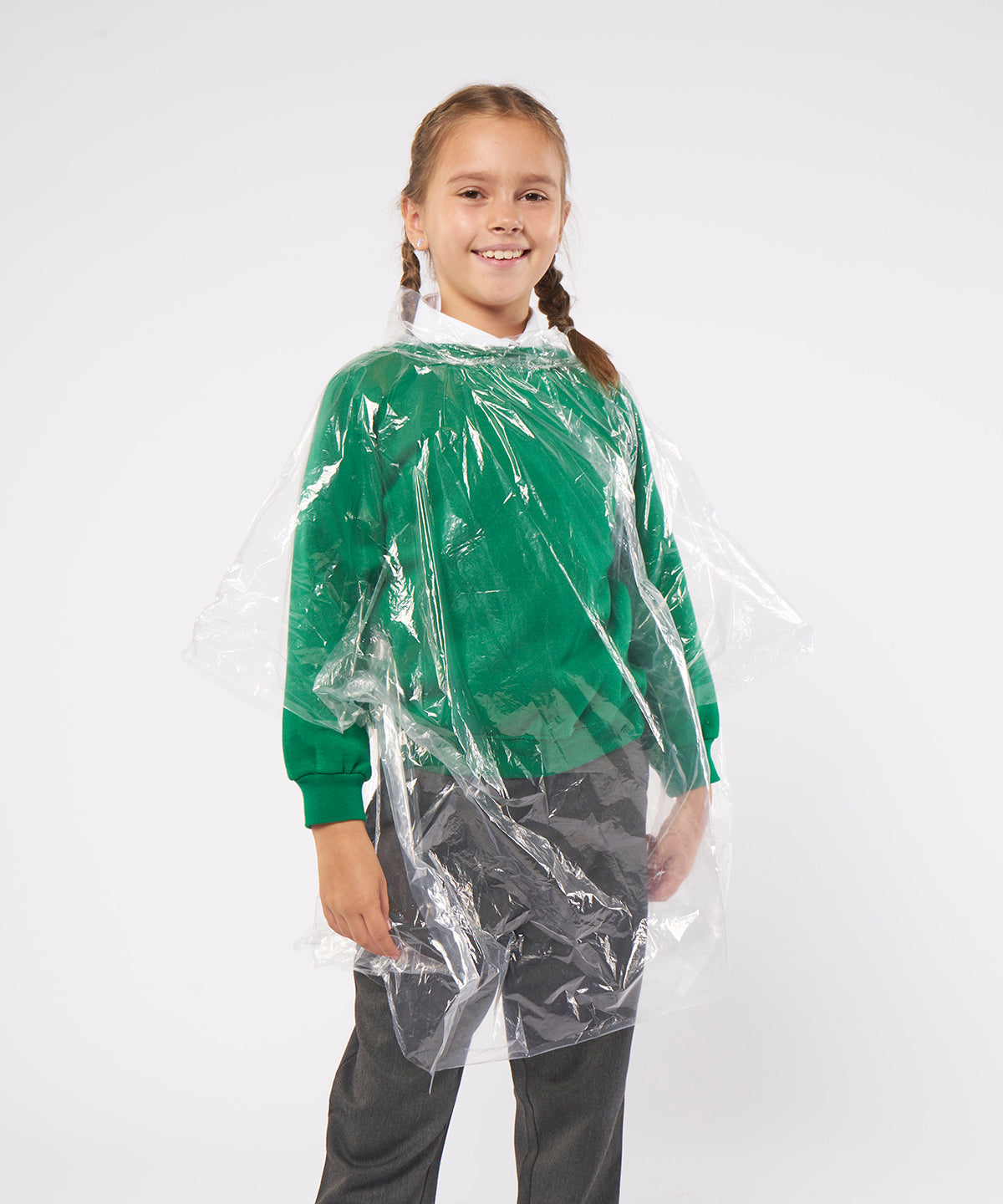 Tryck din logga på Ponchos från Home & Living - Anpassa Plastponcho med huva för nödsituationer för barn i färgen för företag, föreningar och privatpersoner