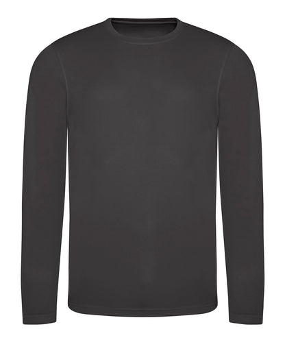 Tryck din logga på T-shirts från AWDis Just Cool - Anpassa Long Sleeve Cool T i färgen Mörkgrå för företag, föreningar och privatpersoner