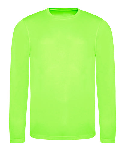 Tryck din logga på T-shirts från AWDis Just Cool - Anpassa Long Sleeve Cool T i färgen Neon grön för företag, föreningar och privatpersoner