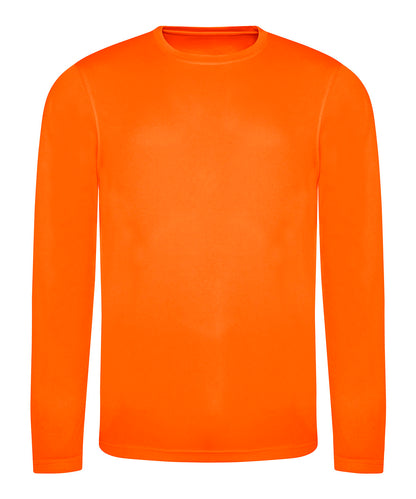Tryck din logga på T-shirts från AWDis Just Cool - Anpassa Long Sleeve Cool T i färgen Neon orange för företag, föreningar och privatpersoner
