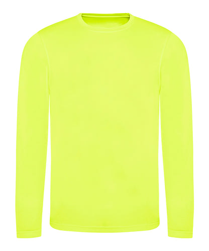 Tryck din logga på T-shirts från AWDis Just Cool - Anpassa Long Sleeve Cool T i färgen Neon gul för företag, föreningar och privatpersoner