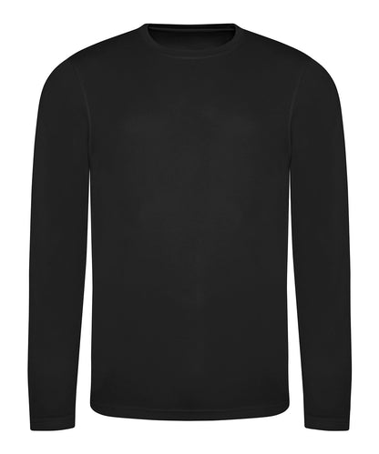 Tryck din logga på T-shirts från AWDis Just Cool - Anpassa Long Sleeve Cool T i färgen Svart för företag, föreningar och privatpersoner