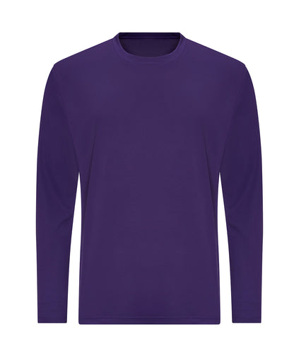 Tryck din logga på T-shirts från AWDis Just Cool - Anpassa Long Sleeve Cool T i färgen Mörk lila för företag, föreningar och privatpersoner