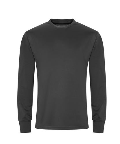 Tryck din logga på T-shirts från AWDis Just Cool - Anpassa Long Sleeve Active T-Shirt i färgen Mörkgrå för företag, föreningar och privatpersoner