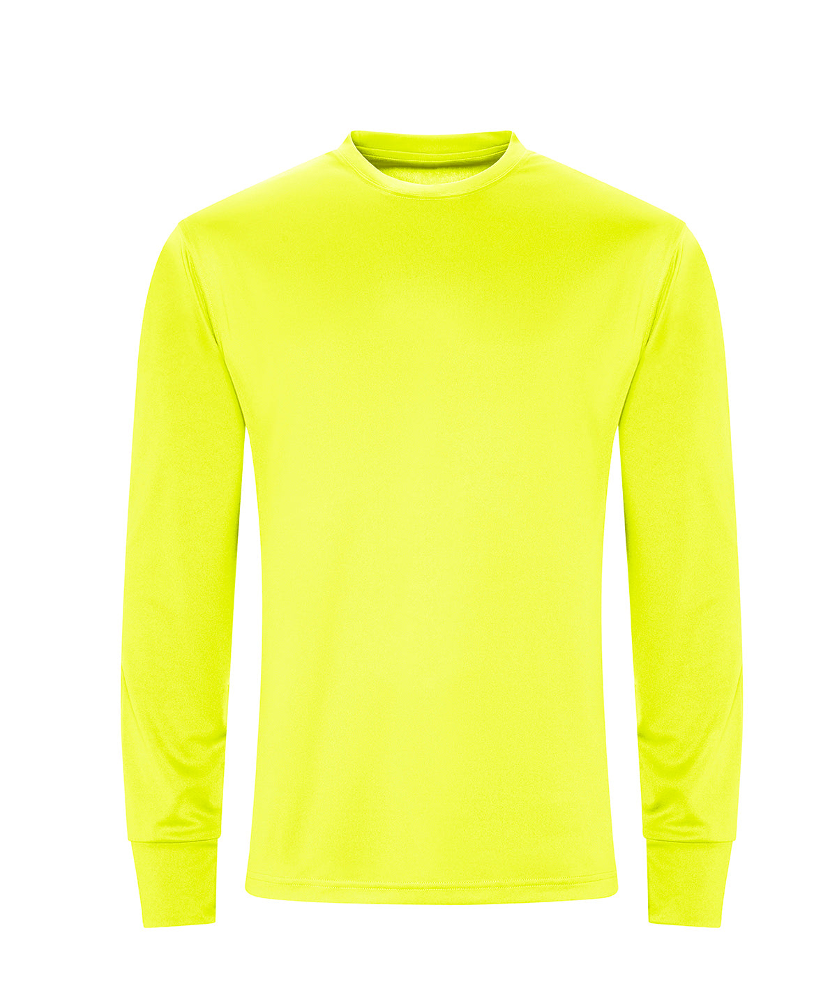 Tryck din logga på T-shirts från AWDis Just Cool - Anpassa Long Sleeve Active T-Shirt i färgen Neon gul för företag, föreningar och privatpersoner
