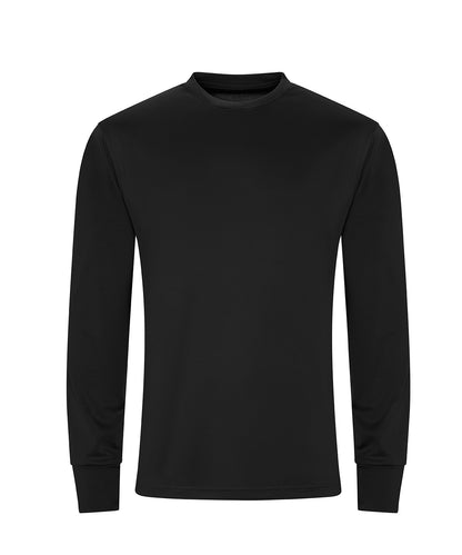 Tryck din logga på T-shirts från AWDis Just Cool - Anpassa Long Sleeve Active T-Shirt i färgen Svart för företag, föreningar och privatpersoner