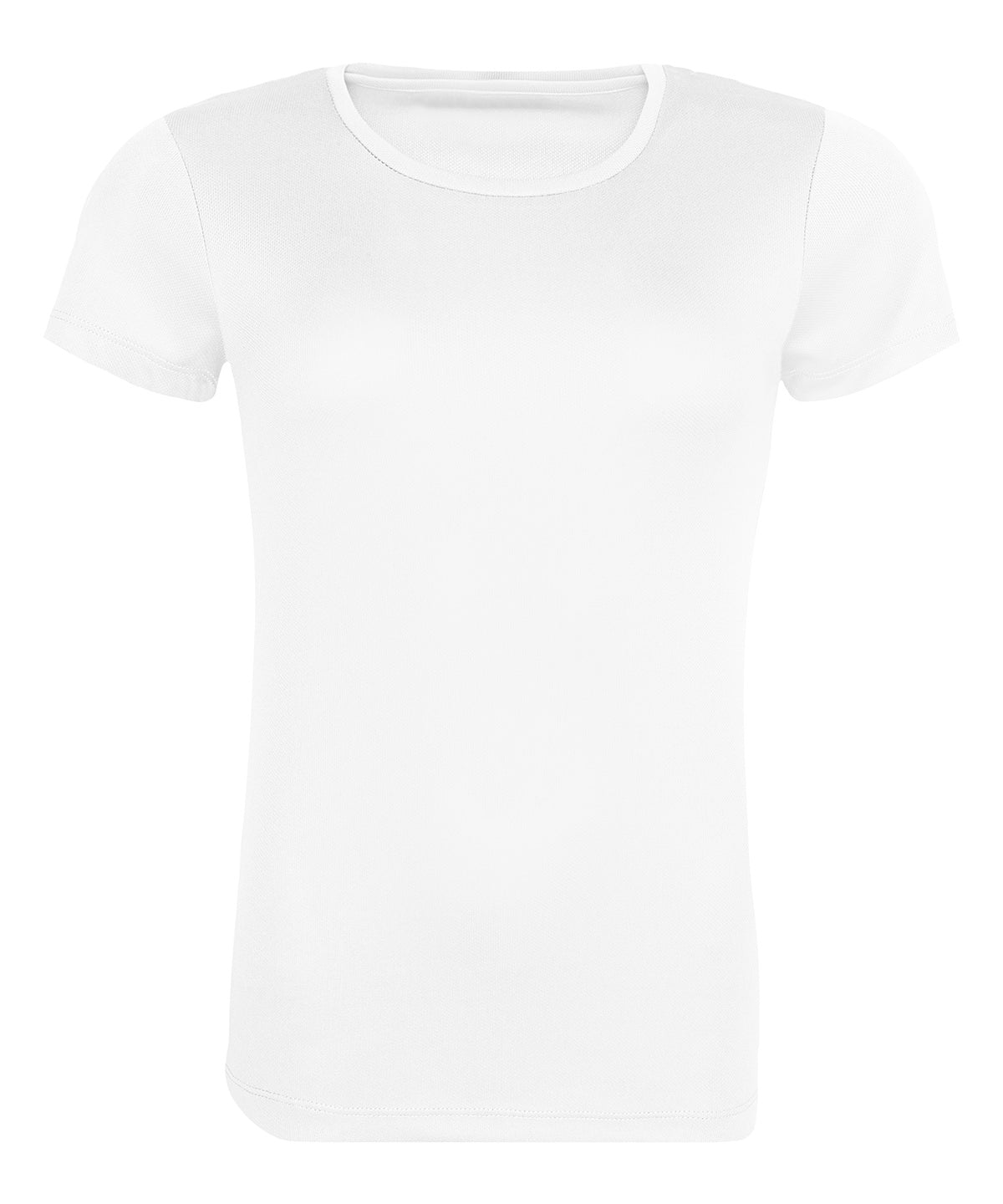 Tryck din logga på T-shirts från AWDis Just Cool - Anpassa Womens Recycled Cool T-Shirt i färgen Vit för företag, föreningar och privatpersoner