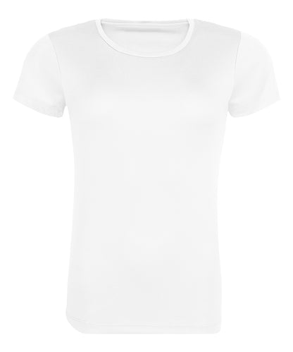 Tryck din logga på T-shirts från AWDis Just Cool - Anpassa Womens Recycled Cool T-Shirt i färgen Vit för företag, föreningar och privatpersoner