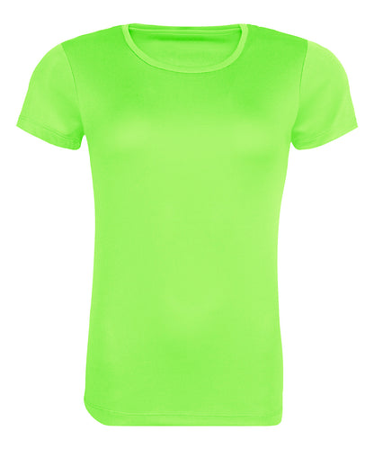 Tryck din logga på T-shirts från AWDis Just Cool - Anpassa Womens Recycled Cool T-Shirt i färgen Neon grön för företag, föreningar och privatpersoner
