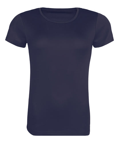 Tryck din logga på T-shirts från AWDis Just Cool - Anpassa Womens Recycled Cool T-Shirt i färgen Marinblå för företag, föreningar och privatpersoner