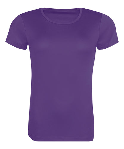 Tryck din logga på T-shirts från AWDis Just Cool - Anpassa Womens Recycled Cool T-Shirt i färgen Mörk lila för företag, föreningar och privatpersoner