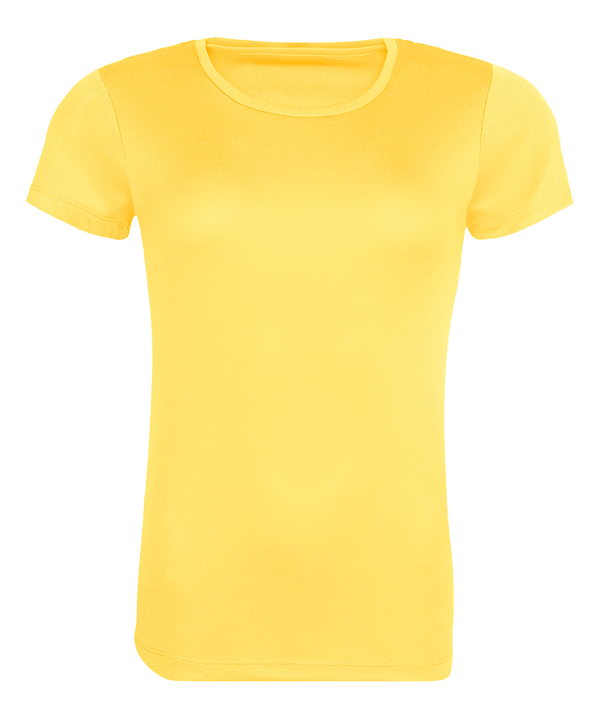 Tryck din logga på T-shirts från AWDis Just Cool - Anpassa Womens Recycled Cool T-Shirt i färgen Ljusgul för företag, föreningar och privatpersoner