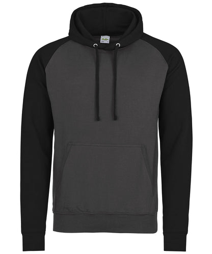 Tryck din logga på Hoodies från AWDis Just Hoods - Anpassa AWDis Just Hoods - Basebolltröja med Hoodie i färgen för företag, föreningar och privatpersoner