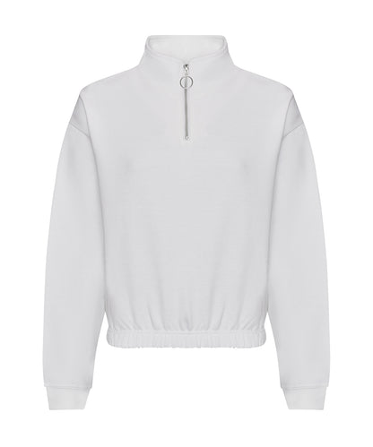 Tryck din logga på Sweatshirts från AWDis Just Hoods - Anpassa AWDis - Dam Cropped Zip Sweat i färgen Vit för företag, föreningar och privatpersoner