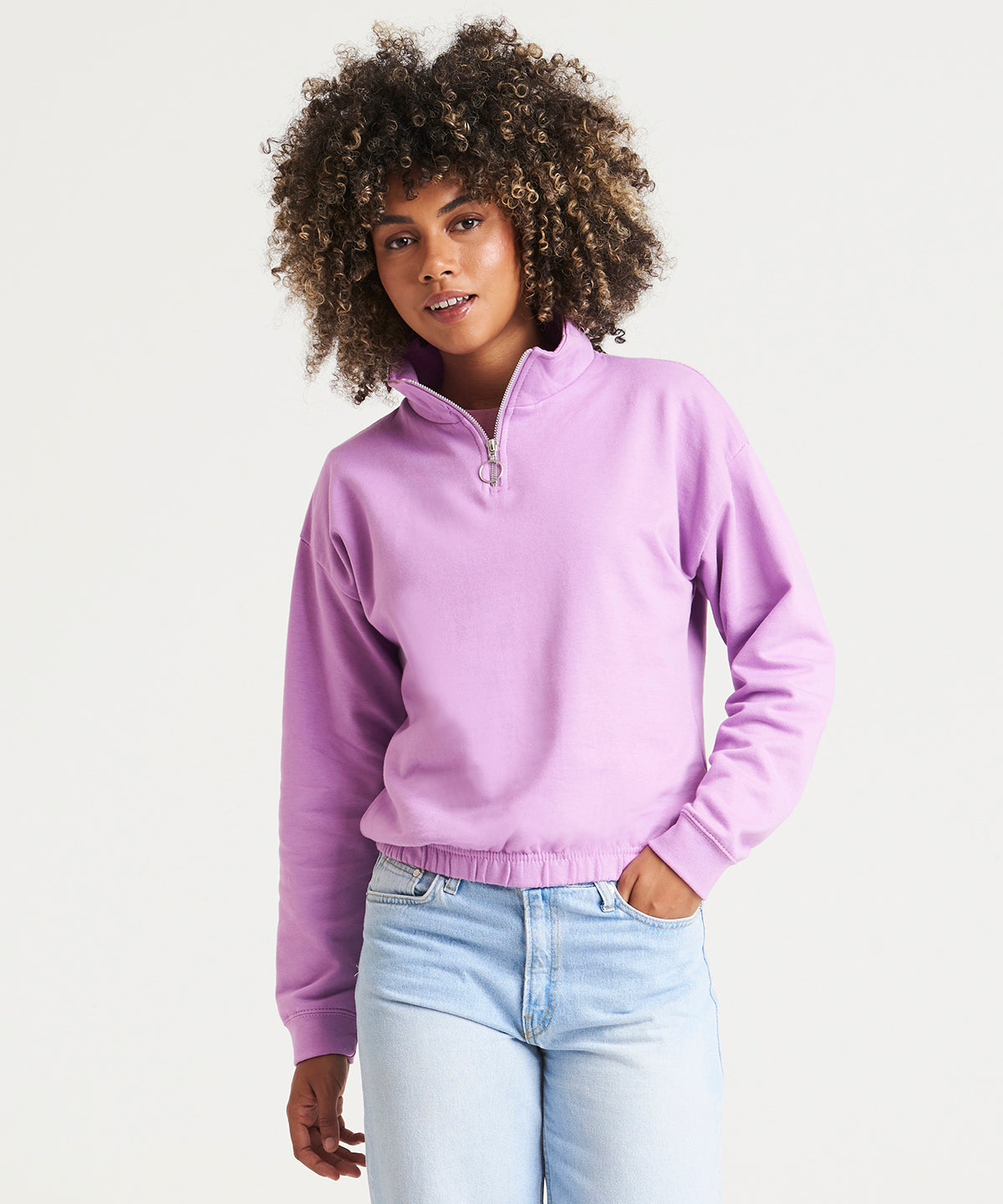 Tryck din logga på Sweatshirts från AWDis Just Hoods - Anpassa AWDis - Dam Cropped Zip Sweat i färgen för företag, föreningar och privatpersoner