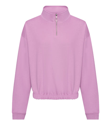 Tryck din logga på Sweatshirts från AWDis Just Hoods - Anpassa AWDis - Dam Cropped Zip Sweat i färgen Ljus lila för företag, föreningar och privatpersoner