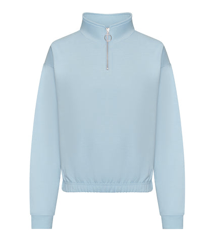 Tryck din logga på Sweatshirts från AWDis Just Hoods - Anpassa AWDis - Dam Cropped Zip Sweat i färgen Himmelblå för företag, föreningar och privatpersoner