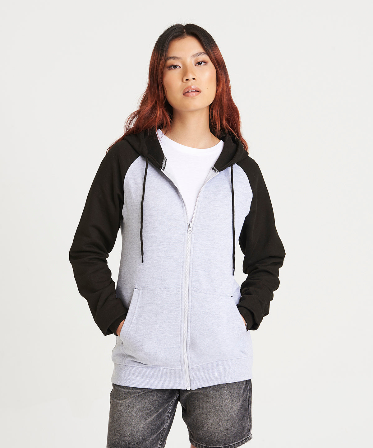 Tryck din logga på Hoodies från AWDis Just Hoods - Anpassa AWDis Just Hoods - Baseball Zoodie i färgen för företag, föreningar och privatpersoner