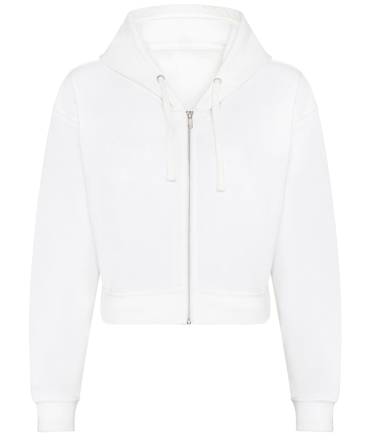 Tryck din logga på Hoodies från AWDis Just Hoods - Anpassa AWDis Just Hoods - Dam Mode Croppad Zoodie i färgen Vit för företag, föreningar och privatpersoner