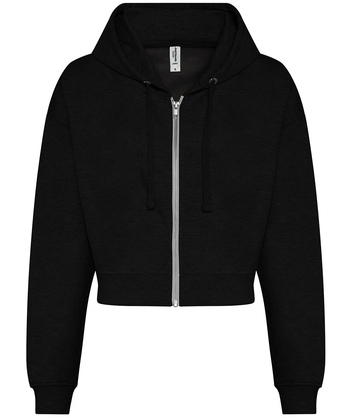Tryck din logga på Hoodies från AWDis Just Hoods - Anpassa AWDis Just Hoods - Dam Mode Croppad Zoodie i färgen Svart för företag, föreningar och privatpersoner