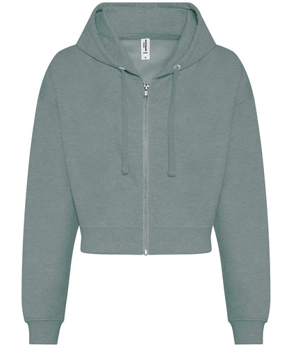 Tryck din logga på Hoodies från AWDis Just Hoods - Anpassa AWDis Just Hoods - Dam Mode Croppad Zoodie i färgen Ljusgrön för företag, föreningar och privatpersoner