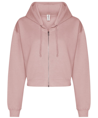 Tryck din logga på Hoodies från AWDis Just Hoods - Anpassa AWDis Just Hoods - Dam Mode Croppad Zoodie i färgen Ljusrosa för företag, föreningar och privatpersoner