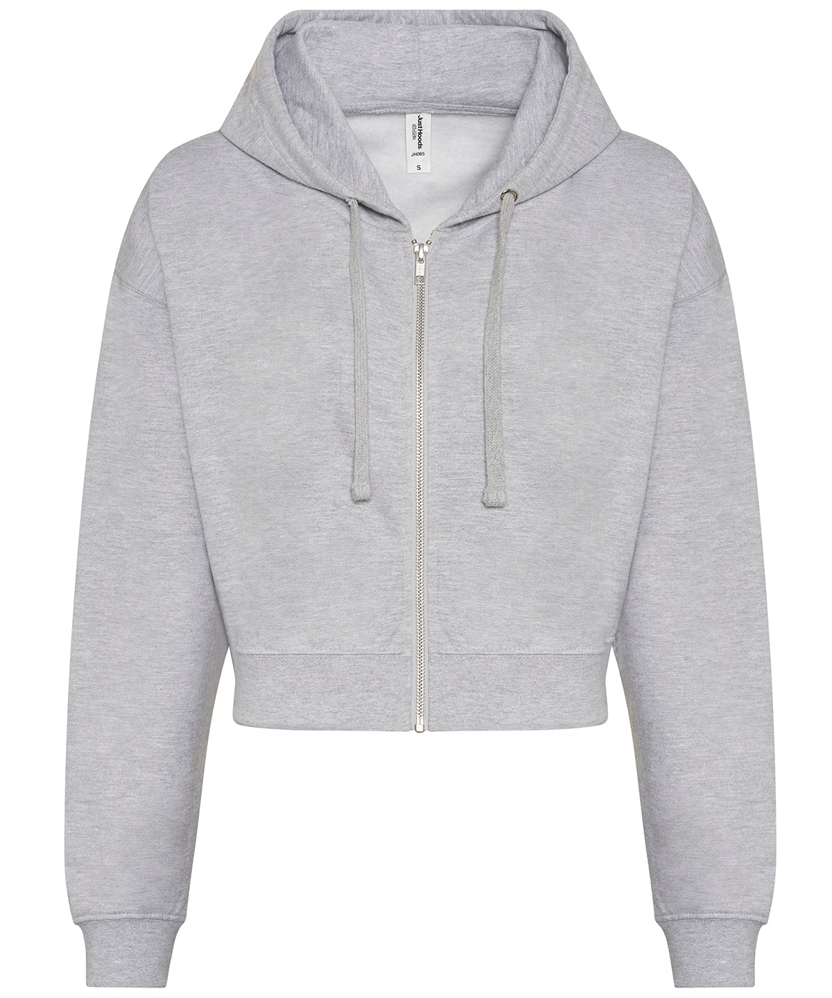 Tryck din logga på Hoodies från AWDis Just Hoods - Anpassa AWDis Just Hoods - Dam Mode Croppad Zoodie i färgen Ljunggrå för företag, föreningar och privatpersoner