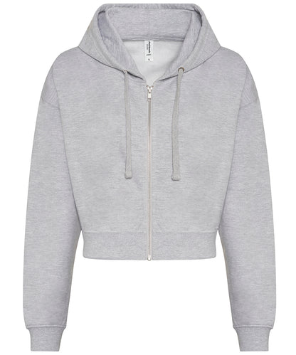 Tryck din logga på Hoodies från AWDis Just Hoods - Anpassa AWDis Just Hoods - Dam Mode Croppad Zoodie i färgen Ljunggrå för företag, föreningar och privatpersoner