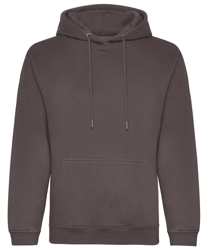 Tryck din logga på Hoodies från AWDis Just Hoods - Anpassa Ekologisk huvtröja i färgen Mörkgrå för företag, föreningar och privatpersoner