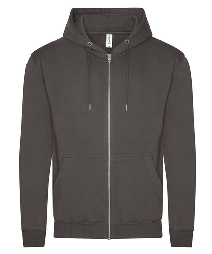 Tryck din logga på Hoodies från AWDis Just Hoods - Anpassa AWDis Just Hoods - Ekologisk Zoodie i färgen Mörkgrå för företag, föreningar och privatpersoner