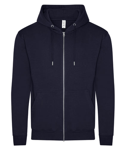 Tryck din logga på Hoodies från AWDis Just Hoods - Anpassa AWDis Just Hoods - Ekologisk Zoodie i färgen Marinblå för företag, föreningar och privatpersoner