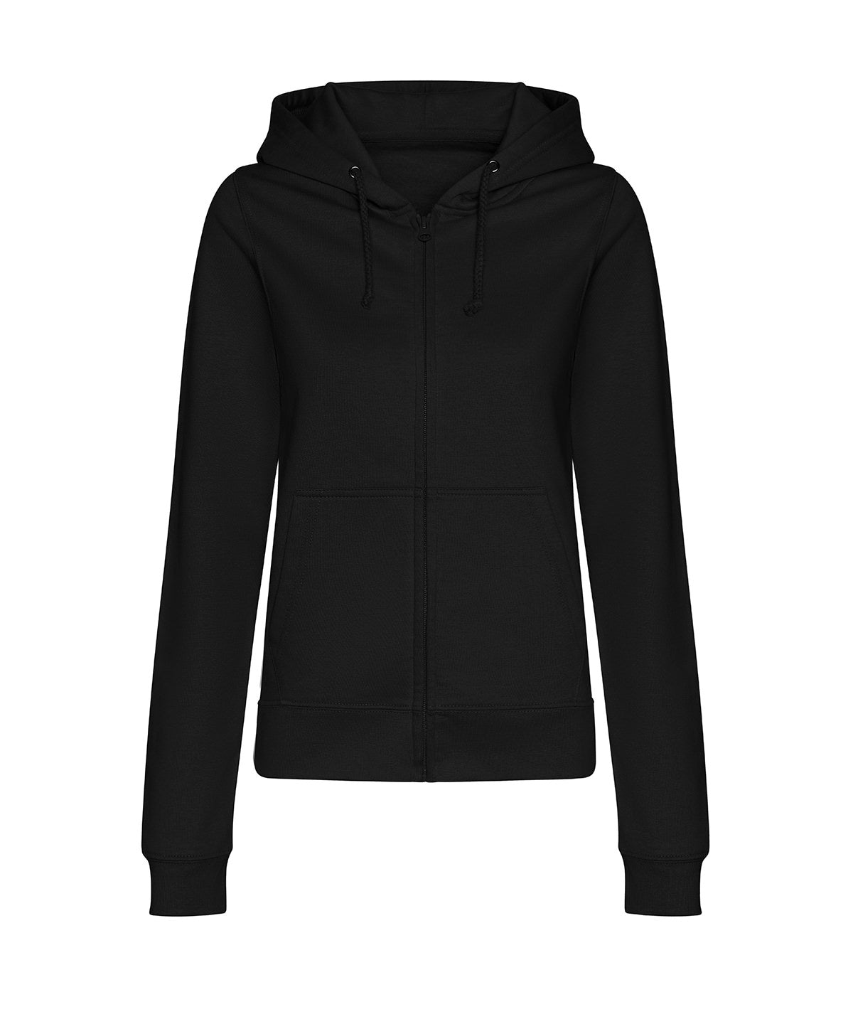 Tryck din logga på Hoodies från AWDis Just Hoods - Anpassa AWDis Just Hoods - Dam College Zoodie med Huva och Dragkedja i färgen Svart för företag, föreningar och privatpersoner